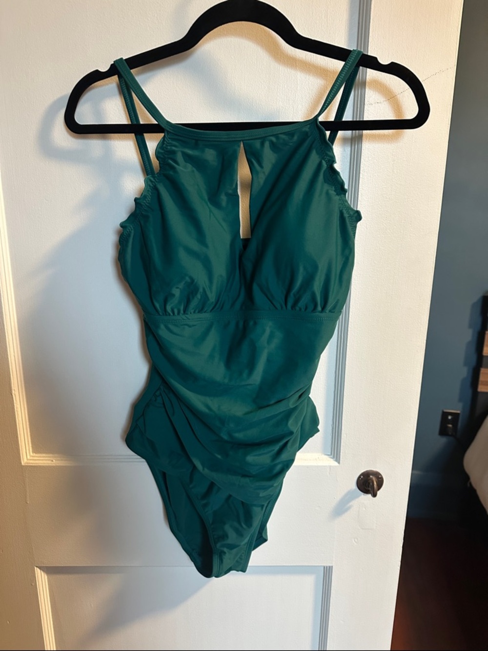 Emerald Green One-Piece Swimsuit with Keyhole Front